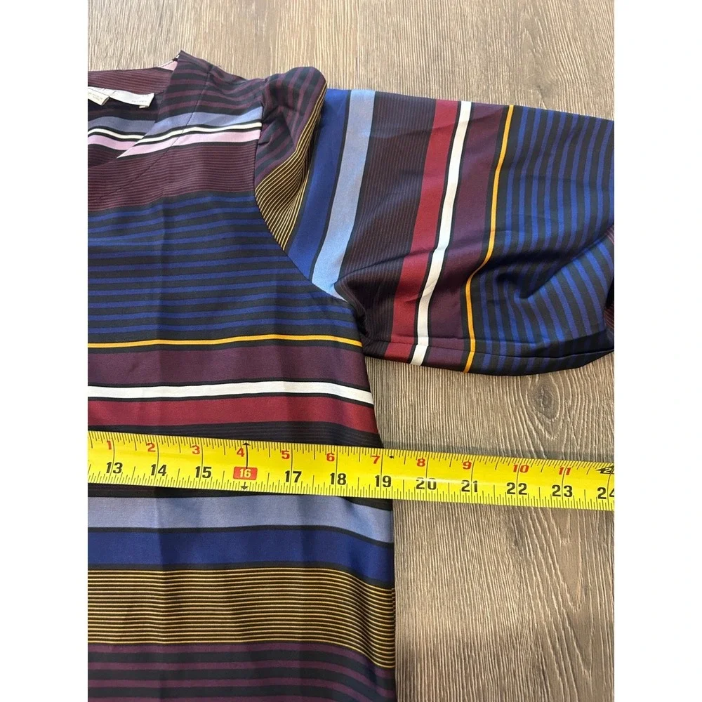 LOFT Petites Striped Long Sleeve Blouse Navy Burgundy‎ XSP 24110594